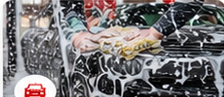 Vehicle being washed with foam